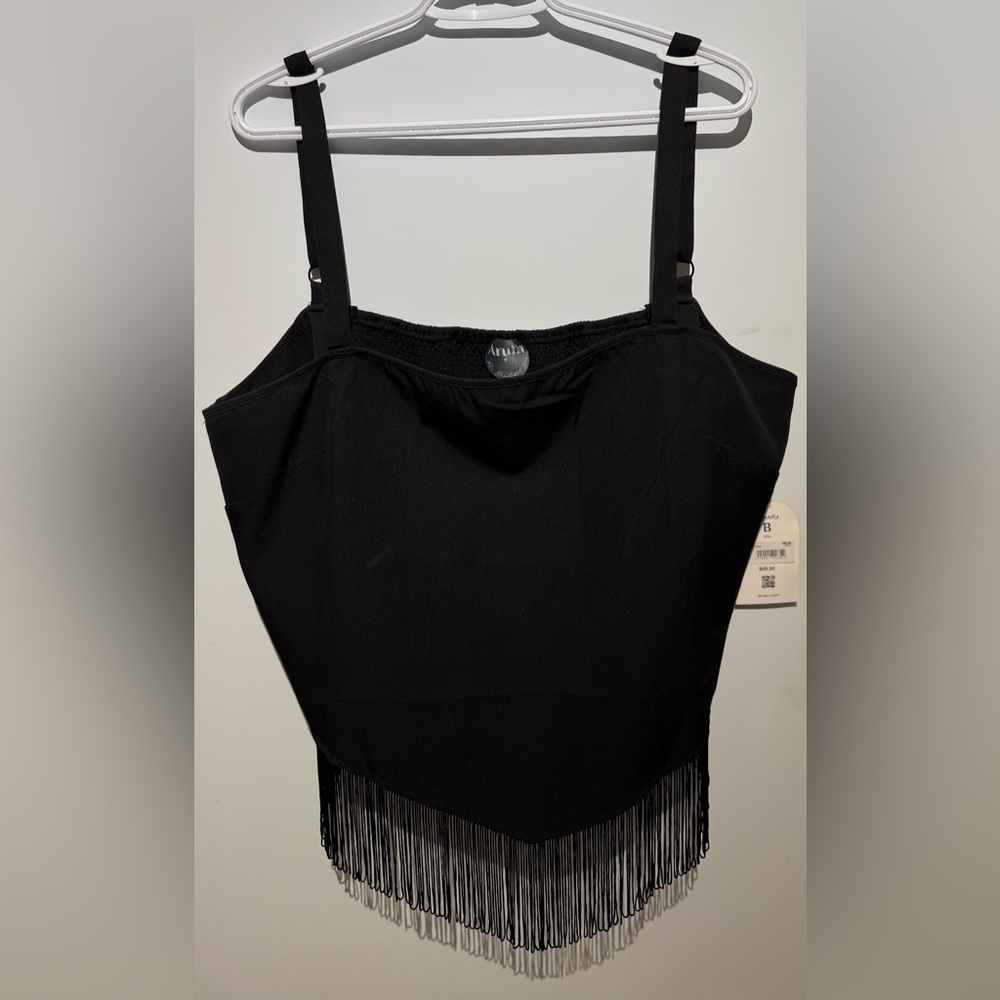 Arula Elegant Black Fringe Top